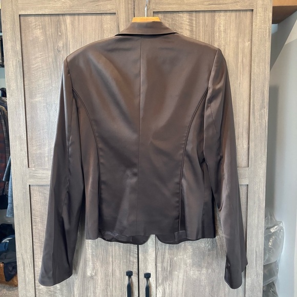 Cache Satin Blazer Jacket brown size 6 - Picture 2 of 11